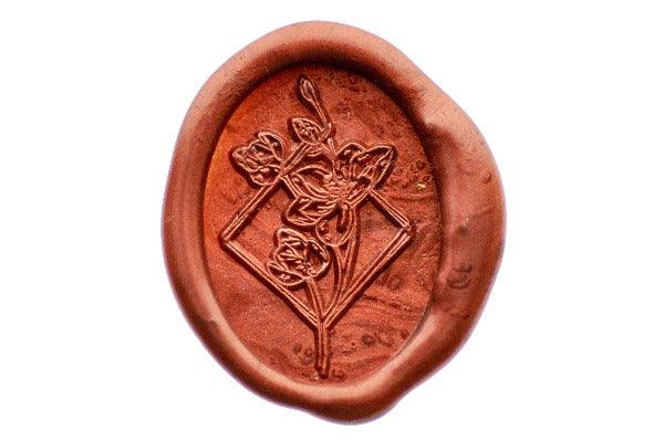 Spring Magnolias Wax Seal Stamp Designed by Petra - Backtozero B20 - botanic, Botanical, collaboration, floral, Flower, flowers, metallic, Metallic Red, Nature, oval, Signature, signaturehandle