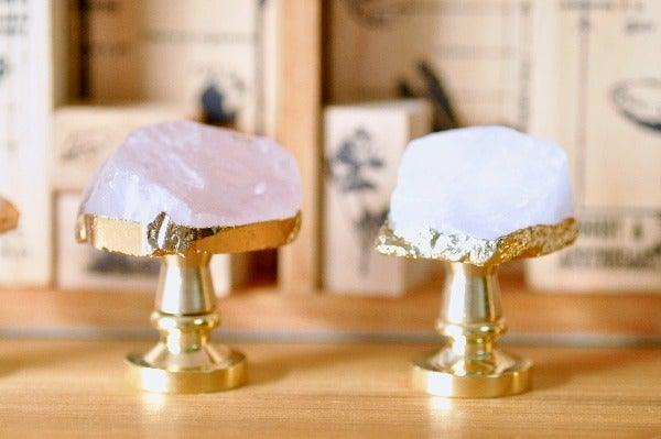 OOAK Gold-Plated Citrine Quartz Wax Seal Handle - Backtozero B20 - Citrine, crystal, gold plated, handle, quartz, yellow crystal, yellow quartz