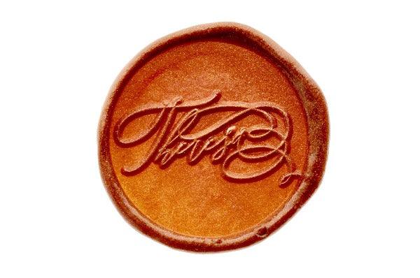 Personalized Victorian Calligraphy Wax Seal Stamp - Backtozero B20 - 9wordsLONGhandle, Calligraphy, Custom, custom name, Metallic, name, Personalized, word