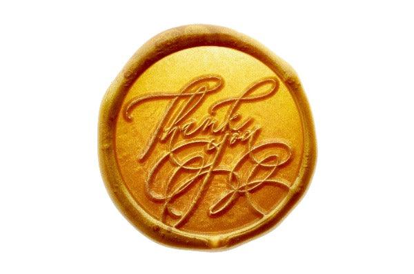 Thank You Calligraphy Wax Seal Stamp - Backtozero B20 - antique gold, genericlonghandle, gold, Message, metallic, thank, thank you, thanks