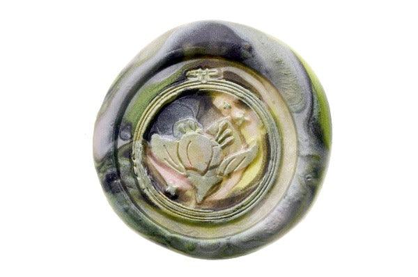 Embroidery Hoop Plum Blossom Wax Seal Stamp Designed by Petra - Backtozero B20 - 2 layer, 2 layers, 2 level, 2layer, 2layers, 2level, 2levels, Botanical, collaboration, Embroidery, Embroidery Hoop, Flower, marble, marble wax, mixed wax, Nature, Signature, signaturehandle