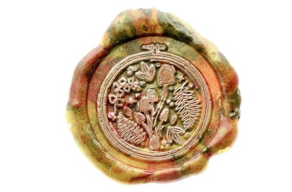 Embroidery Hoop Mushroom Wax Seal Stamp Designed by Petra - Backtozero B20 - botanical, collaboration, Embroidery, Embroidery Hoop, fern, field, Flower, marble, marble wax, mixed wax, muchroom, Nature, Signature, signaturehandle