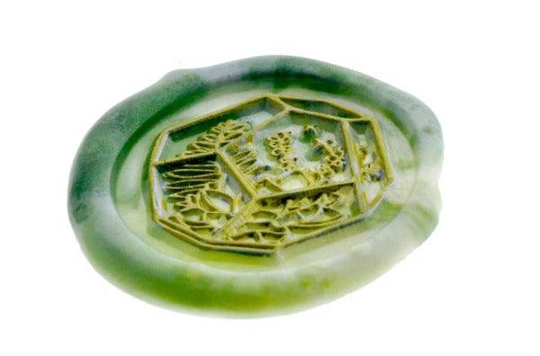 Terrarium Succulents Wax Seal Stamp Designed by Petra - Backtozero B20 - 2 layer, 2 layers, 2 level, 2layer, 2layers, 2level, 2levels, Botanical, collaboration, marble, marble wax, mixed wax, Nature, Signature, signaturehandle, succelents, succulent, terrarium