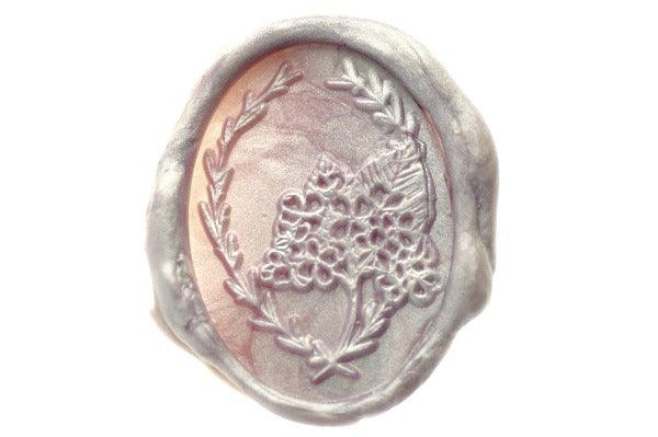 Hydrangea Bouquet Wax Seal Stamp Designed by Petra - Backtozero B20 - boquet, botanic, Botanical, collaboration, floral, Flower, flowers, hydrangea, Lavender, metallic, metallic lavender, metallic purple, Nature, Signature, signaturehandle