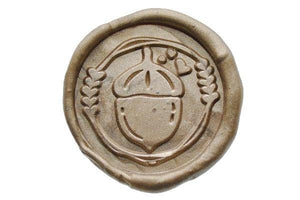 Acorn Wreath Wax Seal Stamp Designed by Petra - Backtozero B20 - acorn, botanic, Botanical, collaboration, Copper, metallic, Nature, Signature, signaturehandle, wreath