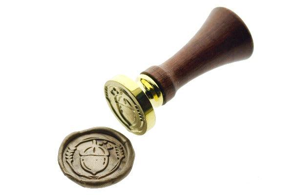 Acorn Wreath Wax Seal Stamp Designed by Petra - Backtozero B20 - acorn, botanic, Botanical, collaboration, Copper, metallic, Nature, Signature, signaturehandle, wreath