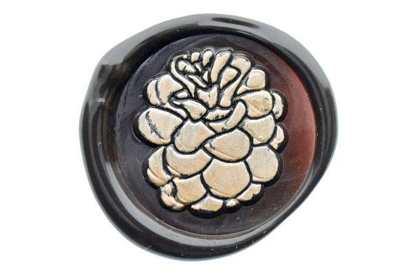 Pinecone Wax Seal Stamp - Backtozero B20 - Botanical, Brown, Holidays, Metallic Green, Nature, pinecone, Plant, signaturehandle, Winter, xmas