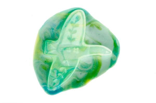 Duck Die Cut Wax Seal Stamp Designed by Petra - Backtozero B20 - bird, botanical, collaboration, die cut, diecut, Flower, green, marble, marble wax, mixed wax, pearl white, Signature, signaturehandle, sky blue