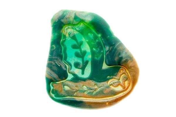Owl Die Cut Wax Seal Stamp Designed by Petra - Backtozero B20 - antique gold, bird, botanical, collaboration, die cut, diecut, Flower, green, marble, marble wax, mixed wax, Signature, signaturehandle