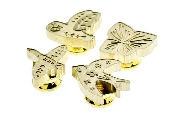 Owl Die Cut Wax Seal Stamp Designed by Petra - Backtozero B20 - antique gold, bird, botanical, collaboration, die cut, diecut, Flower, green, marble, marble wax, mixed wax, Signature, signaturehandle