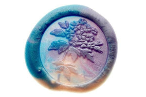 Hydrangea Stem Wax Seal Stamp - Backtozero B20 - blossom, blue, Botanical, floral, Flower, lavender, marble, marble wax, metallic, metallic pink, mixed wax, Nature, pink, purple, Signature, signaturehandle, sky blue