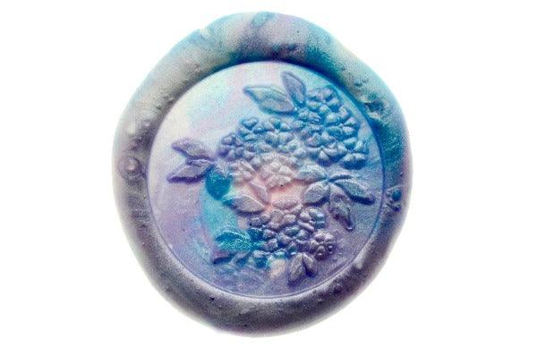 Hydrangea Bush Wax Seal Stamp - Backtozero B20 - blossom, blue, Botanical, floral, Flower, lavender, marble, marble wax, metallic, metallic pink, mixed wax, Nature, pink, purple, Signature, signaturehandle, sky blue