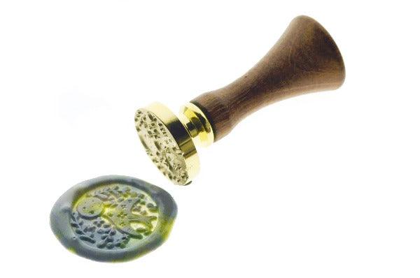 Moonlight Swallow Wax Seal Stamp Designed by Petra - Backtozero B20 - Bird, collaboration, Green, marble, marble wax, metallic, Metallic Green, mixed wax, Signature, signaturehandle, star, swallow