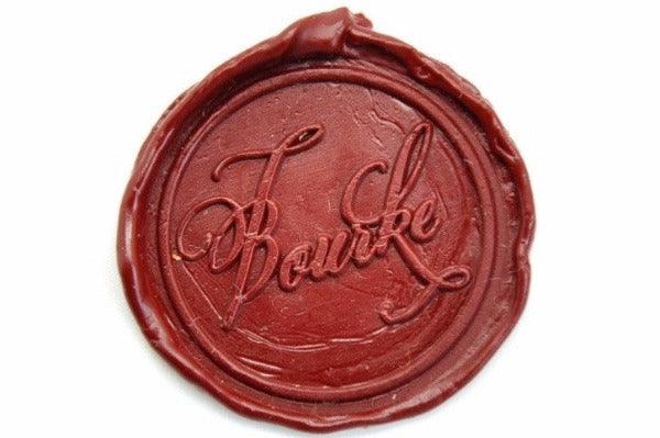 Personalized Swirl Calligraphy Wax Seal Stamp - Backtozero B20 - 9wordsLONGhandle, Calligraphy, Custom, custom name, Deep Red, name, Personalized, word