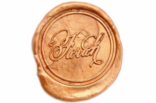 Personalized Swirl Calligraphy Wax Seal Stamp - Backtozero B20 - 9wordsLONGhandle, Calligraphy, Copper Gold, Custom, custom name, name, Personalized, word