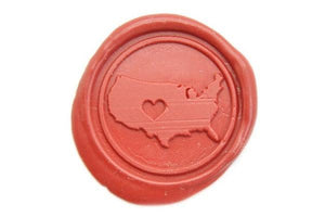 Heart USA Wax Seal Stamp - Backtozero B20 - Animal Lover, genericlonghandle, love, Palm Red, State, usa