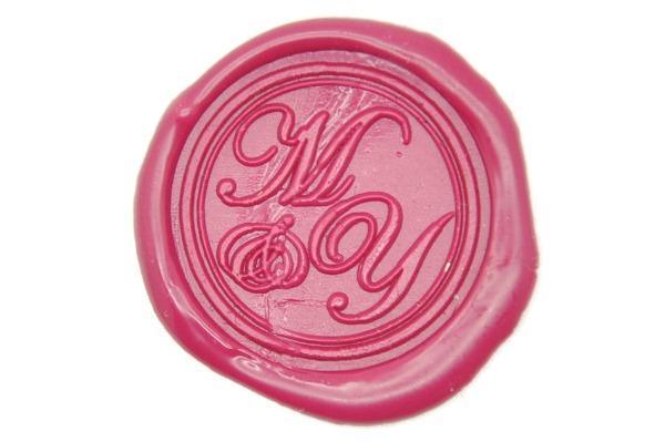 Double Initials Ampersand Wax Seal Stamp - Backtozero B20 - 2 initials, 2initials, Ampersand, and, Double Initials, genericlonghandle, Initial, Letter, Letters, monogram, Personalized, Rose Red, Two initials, Wedding