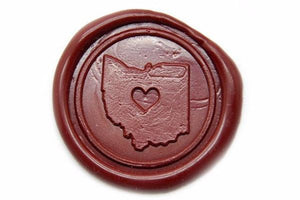 Heart your State Wax Seal Stamp - Backtozero B20 - heart, Love, Personalized, Signature, signaturehandle, State, usa