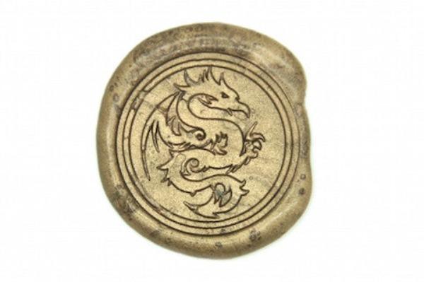 Dragon Wax Seal Stamp - Backtozero B20 - Copper, Dragon, genericlonghandle, Heraldic, Mythical Creatures