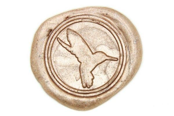 Hummingbird Wax Seal Stamp - Backtozero B20 - Animal, Bird, Champagne Gold, genericlonghandle, humming, hummingbird