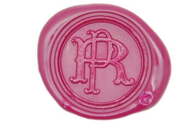 Interlock Monogram Wax Seal Stamp - Backtozero B20 - 2 initials, 2initials, double, Double Initials, genericlonghandle, Initial, interlock, interlocking, Monogram, Personalized, Rose Red, Two initials, Wedding