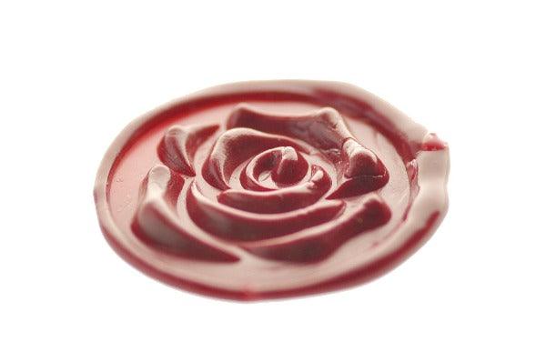 3D Rose Wax Seal Stamp - Backtozero B20 - 3D, Botanical, Deep Red, Flower, genericlonghandle, Nature, rose