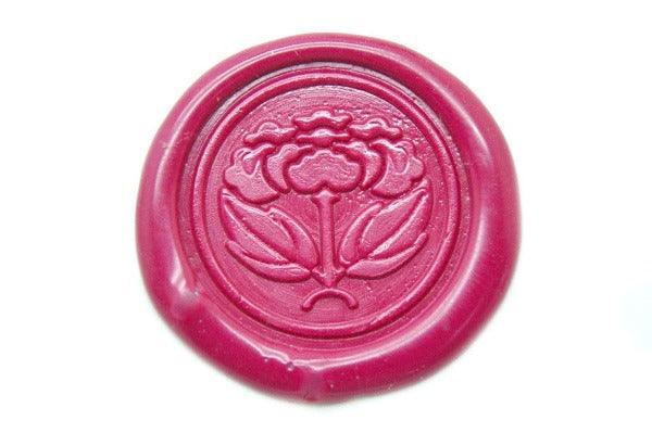 Japanese Kamon Botan Peony Wax Seal Stamp - Backtozero B20 - botan, Botanical, floral, Flower, Japanese, japanese family crest, Kamon, Nature, peony, Plant, Rose Red, Signature, signaturehandle