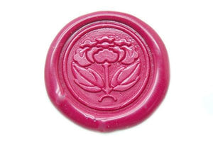 Japanese Kamon Botan Peony Wax Seal Stamp - Backtozero B20 - botan, Botanical, floral, Flower, Japanese, japanese family crest, Kamon, Nature, peony, Plant, Rose Red, Signature, signaturehandle