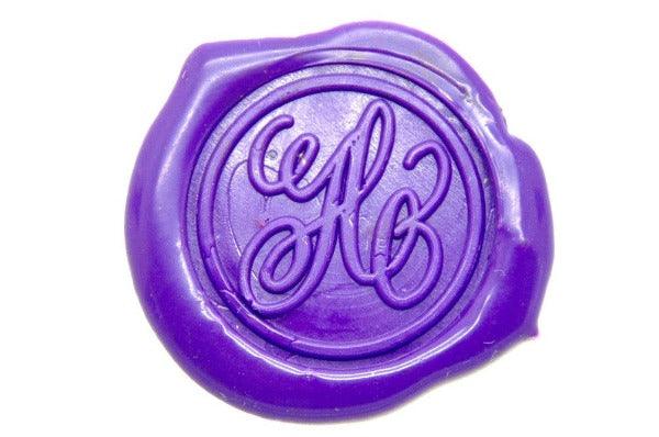Suzanne Cunningham Calligraphy A Wax Seal Stamp | Available in 4 Sizes - Backtozero B20 - 1 initial, 1.2cm, 1initial, A, Calligraphy, collaboration, mini, Monogram, One initial, Personalized, Purple, signature, signaturehandle, Suzanne Cunningham, tiny