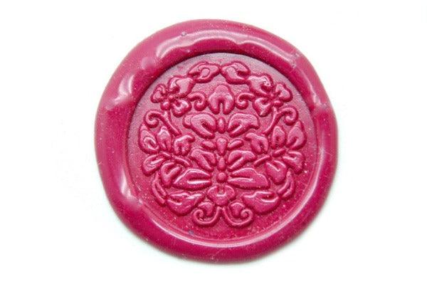 Floral Deco Wax Seal Stamp - Backtozero B20 - Botanical, Decorative, floral, Flower, Leaf, Nature, Plant, Rose Red, Signature, signaturehandle