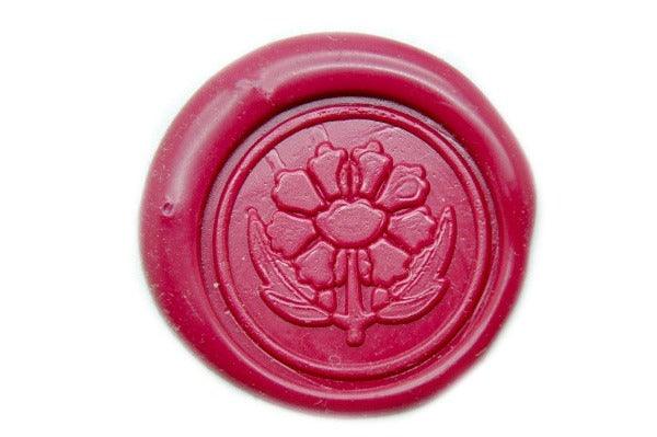 Japanese Kamon Botan Peony Wax Seal Stamp - Backtozero B20 - botan, Botanical, floral, Flower, Japanese, japanese family crest, Kamon, Nature, peony, Plant, Rose Red, Signature, signaturehandle