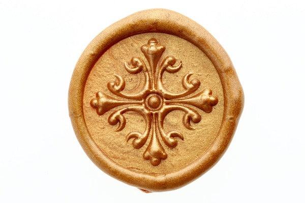 3D Cross Wax Seal Stamp - Backtozero B20 - 3D, Copper Gold, Cross, Deco, Decorative, genericlonghandle