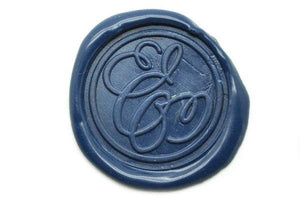 Suzanne Cunningham Calligraphy E Wax Seal Stamp | Available in 4 Sizes - Backtozero B20 - 1 initial, 1.2cm, 1initial, Blue, Calligraphy, collaboration, mini, Monogram, One initial, Personalized, signature, signaturehandle, Suzanne Cunningham, tiny