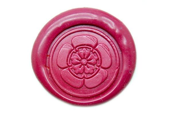 Japanese Kamon Jinja Deco Wax Seal Stamp - Backtozero B20 - Botanical, floral, Flower, Japanese, japanese family crest, Kamon, Nature, Rose Red, Signature, signaturehandle