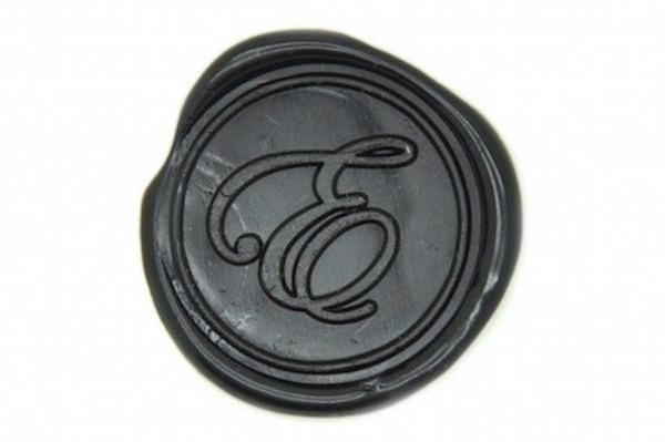 Script Initial Wax Seal Stamp - Backtozero B20 - 1 initial, 1initial, black, genericlonghandle, Letter, Monogram, One Initial, Personalized