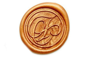 Suzanne Cunningham Calligraphy F Wax Seal Stamp | Available in 4 Sizes - Backtozero B20 - 1 initial, 1.2cm, 1initial, Calligraphy, collaboration, Copper Gold, mini, Monogram, One initial, Personalized, signature, signaturehandle, Suzanne Cunningham, tiny