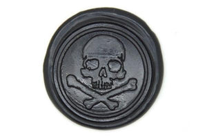 Pirate Skull Bone Wax Seal Stamp - Backtozero B20 - Black, Bone, genericlonghandle, halloween, Pirate, Skull