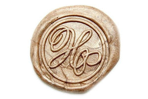 Suzanne Cunningham Calligraphy H Wax Seal Stamp | Availabe in 4 Sizes - Backtozero B20 - 1 initial, 1.2cm, 1initial, Calligraphy, Champagne Gold, collaboration, H, mini, Monogram, One initial, Personalized, signature, signaturehandle, Suzanne Cunningham, tiny
