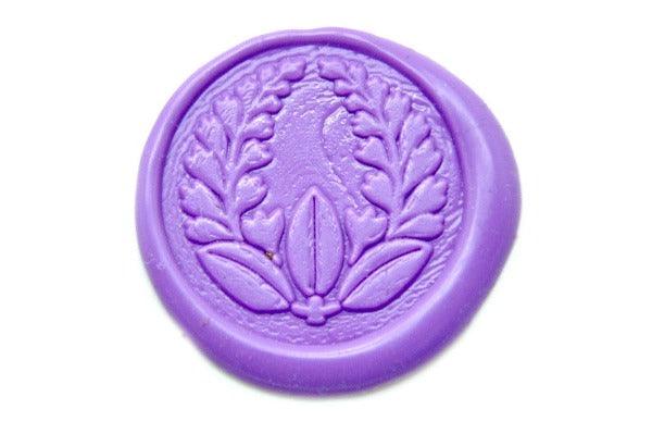 Japanese Kamon Fuji Floral Wreath Wax Seal Stamp - Backtozero B20 - Botanical, Decorative, floral, Flower, Japanese, japanese family crest, Kamon, Laurel Wreath, Lavender, Nature, Signature, signaturehandle, wreath