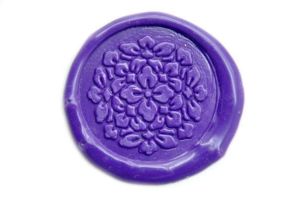 Floral Deco Wax Seal Stamp - Backtozero B20 - Botanical, Decorative, floral, Flower, foral, Leaf, Nature, Plant, Purple, Signature, signaturehandle