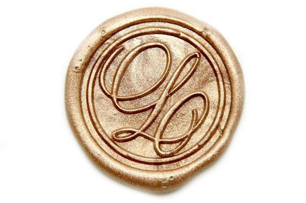 Suzanne Cunningham Calligraphy L Wax Seal Stamp | Available in 4 Sizes - Backtozero B20 - 1 initial, 1.2cm, 1initial, Calligraphy, Champagne Gold, collaboration, mini, Monogram, One initial, Personalized, signature, signaturehandle, Suzanne Cunningham, tiny