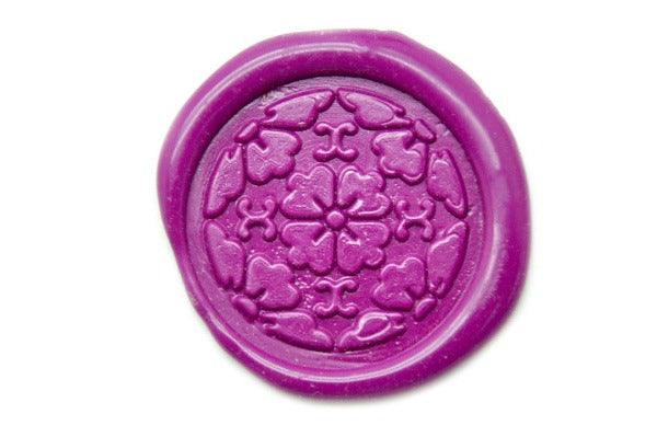 Japanese Kamon Hanakaku Floral Deco Wax Seal Stamp - Backtozero B20 - Deco, Decorative, floral, Fuchsia, Japanese, japanese family crest, Kamon, Nature, Signature, signaturehandle