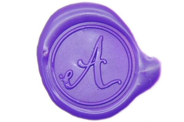 Calligraphy Initial Wax Seal Stamp - Backtozero B20 - 1 initial, 1initial, Calligraphy, genericlonghandle, Letter, Monogram, One Initial, Personalized, Purple