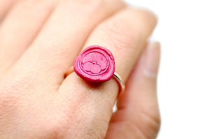 OOAK Sakura Wax Seal Ring - Backtozero B20 - cherry blossom, deep pink, floral, Flower, Handmade, Nature, OOAK, Pink, ring, sakura, size 7