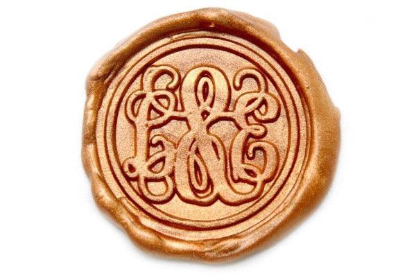 Vine Monogram Double Initials Wax Seal Stamp - Backtozero B20 - 2 initials, 2initials, Copper Gold, Monogram, Personalized, Signature, signaturehandle, Wedding