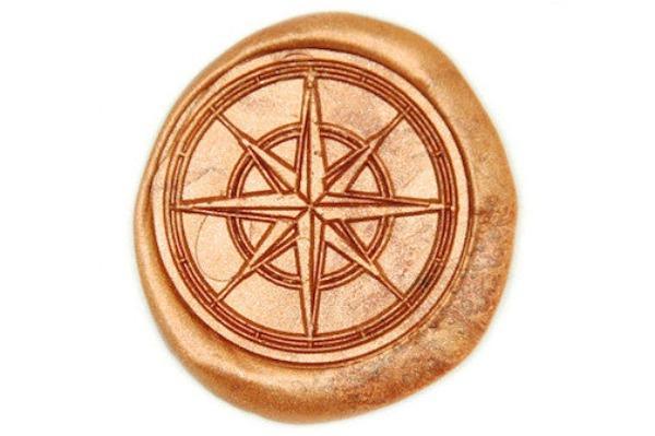 Compass Wax Seal Stamp - Backtozero B20 - Compass, Copper Gold, genericlonghandle, Nautical