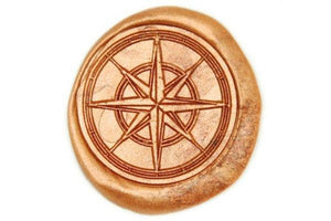 Compass Wax Seal Stamp - Backtozero B20 - Compass, Copper Gold, genericlonghandle, Nautical