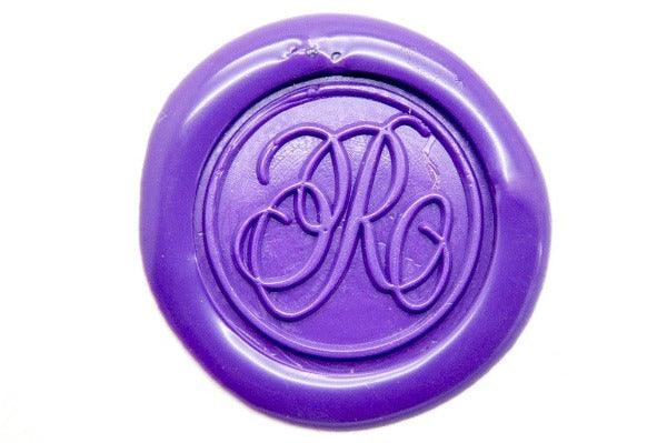 Suzanne Cunningham Calligraphy R Wax Seal Stamp | Available in 4 Sizes - Backtozero B20 - 1 initial, 1.2cm, 1initial, Calligraphy, collaboration, mini, Monogram, One initial, Personalized, Purple, Signature, signaturehandle, Suzanne Cunningham, tiny