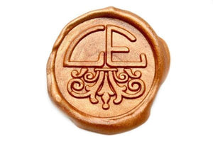 Semicircular Deco Double Initials Wax Seal Stamp - Backtozero B20 - 2 initials, 2initials, Copper Gold, Letters, Monogram, Personalized, Signature, signaturehandle, Wedding