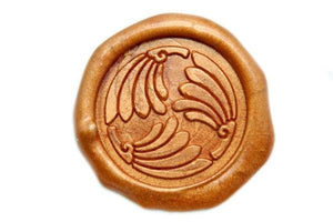 Japanese Kamon Hauchiwa Fan Deco Wax Seal Stamp - Backtozero B20 - Botanical, Copper Gold, Deco, Decorative, Japanese, japanese family crest, Kamon, Leaf, Plant, Signature, signaturehandle